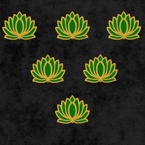 Image of ARLICORPING Wooden Lotus Wall Hanging for Festive Decoration - Diwali, Ganpati, Pooja Room, Mandir, Living Room, Door, Hall, Entrance, Spiritual Decor (Lotus - Green, Pack of 6)