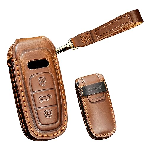 Coque en cuir pour clé Audi A3 A6 S3, un étui haut de gamme marron à 3 boutons