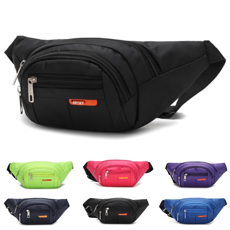 Water Resistant Bum Bag with Adjustable Buckle Strap for Men Women, BetterJonny 4-Zipper Pockets Bumbag Waist Fanny Pack for Hiking/Dog Walking/Travel
