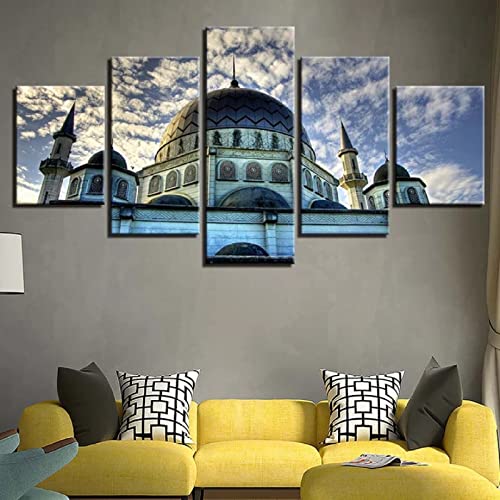 ZIORO Wall Canvas Picture Prints On Canvas 5 Pieces Wall Art Prin 5 Panelen Moskee Architectuur Modern Motief Wall Art 5 Stuk Hedendaagse Schilderijen Modern Artwork Wall Decor （Frameless）
