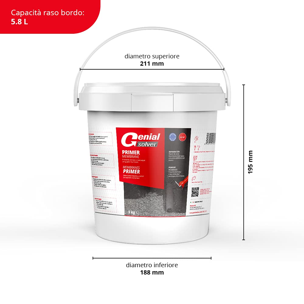 PRIMER MEMBRANE - Sottofondo aggrappante per guaine bituminose - 5 kg