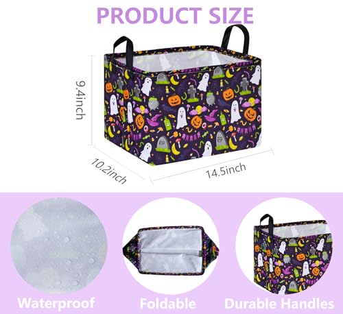 Image of Rec Halloween Ghost Storage Basket Box Hamper Collapsible Organizer Bin Gift Shelf Baskets for Home and Kitchen Storage