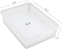 Vista 4 de Qskely Paquete de 6 cestas de almacenamiento de papel A4, bandejas de archivo, bandeja de almacenamiento de plástico transparente