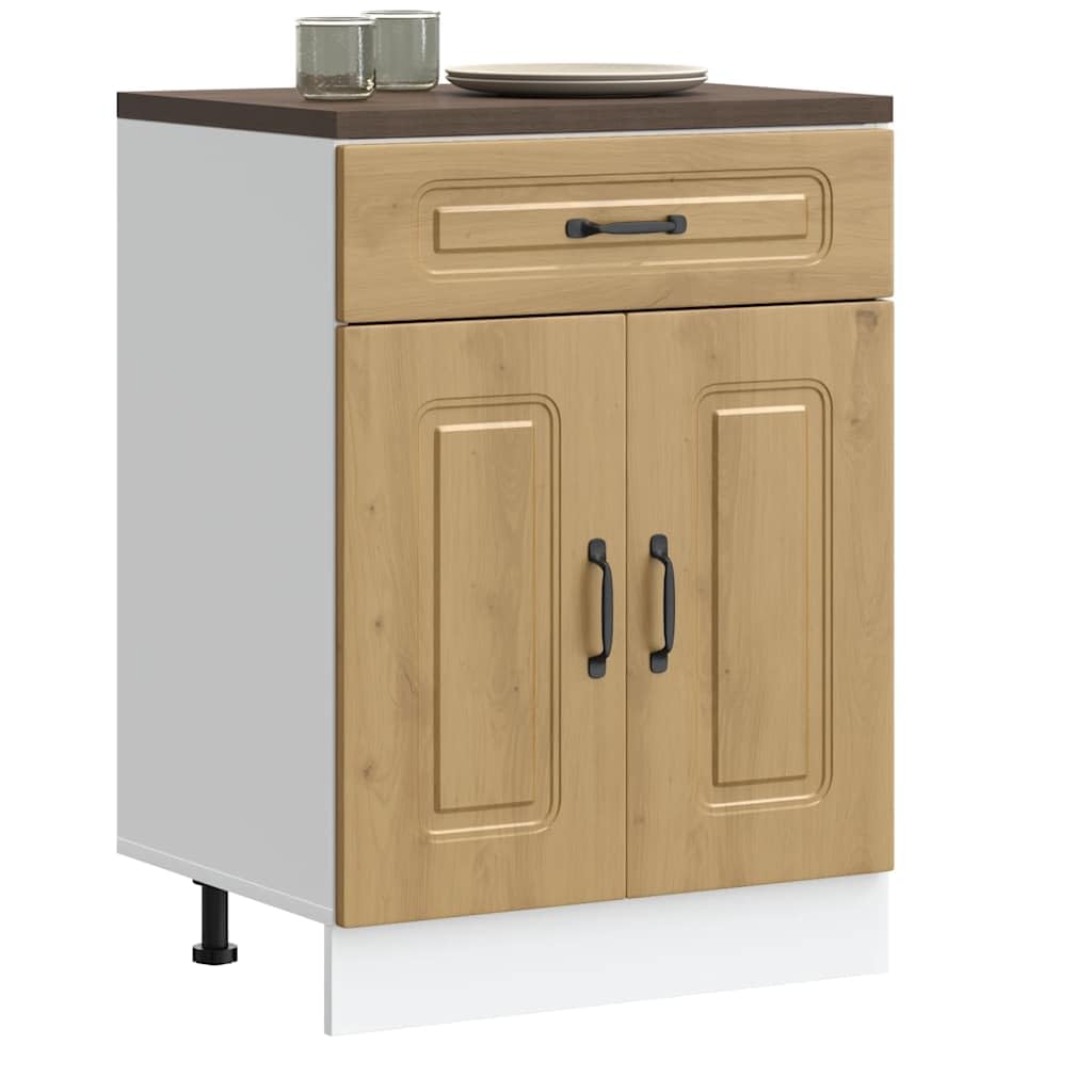 Mobiletto da cucina Kalmar, 60 x 46 x 81,5 cm, in legno di quercia