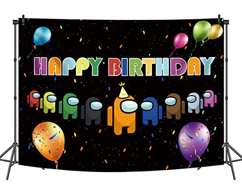 Among Us telón de fondo de vídeo juego entre el tema de la fiesta de los niños niño jugador feliz cumpleaños decoración de la foto fondo 1.5x0.9m Cover