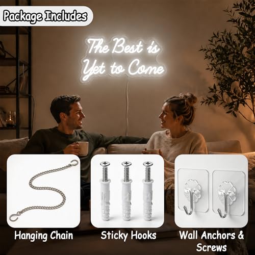 Image of Whfobfe The Best is Yet to Come Neon Sign Led Neon Lights Signs for Wall Decor USB Powered Led for Room Decoration Home Game Room Bar Party Decor