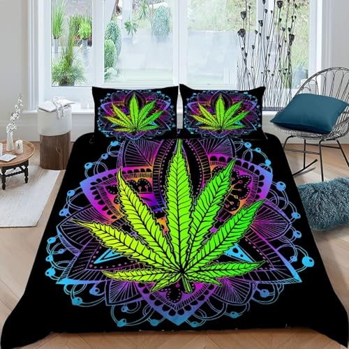 Housse de couette 2 pièces avec fermeture éclair anti-glissement palm leaves