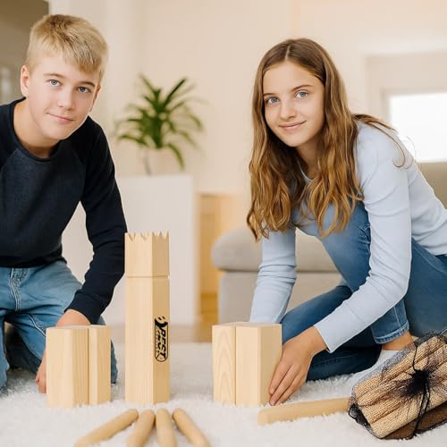 Best Sporting Nordmann-Schach Reise-Set | Kubb Spiel für Erwachsene & Kinder | Outdoor Wurfspiel aus Holz | Gesellschaftsspiel für Draußen | Kompaktes Holzspiel mit Tragetasche