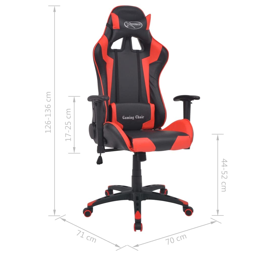 Silla de gaming reclinable con funda de piel sintética, silla de oficina para videojuegos con cojín cervical y lumbar, 5 ruedas y elevador de aire comprimido para una comodidad ergonómica