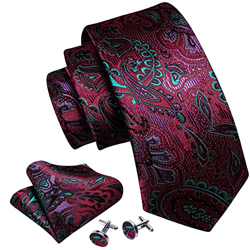 Set de corbata de seda con pañuelo y gemelos