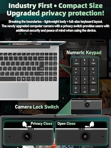 Image of 14 inch Laptop Computer, N5095 CPU,8GB DDR4 RAM(Up to 64GB Expansion),256GB NVMe SSD,FHD IPS Display,Win 11 Pro,Numeric Keypad,2.4 /5G WiFi,BT4.2,for Student and Business