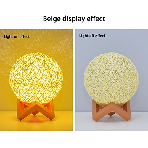 Image of 3D USB Acrylic Night Light LED Table Desk Bedroom Decor Gift Warm Table Lamp for Bedroom Living Room (Rattan Ball)