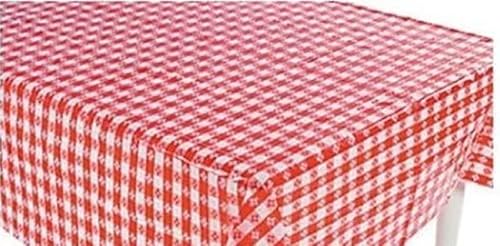 happy deals (6) Plastic Red and White Checkered Tablecloths - 6 Pc - Picnic Table Covers