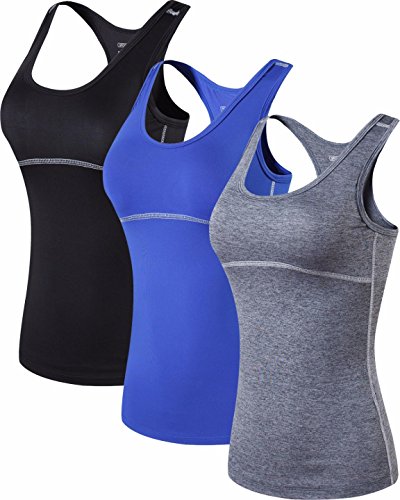 jeansian Women's 3 Packs Quick Dry Base Layer Tank Tops Vests SWT238 PackA