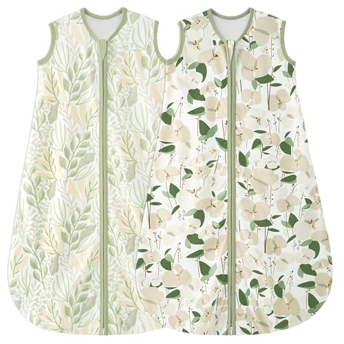 Image of Yoofoss Baby Sleep Sack 0-6 Months Baby Wearable Blanket 100% Organic Cotton 2-Way Zipper TOG 0.5 Toddler Sleeping Sack 2 Pack