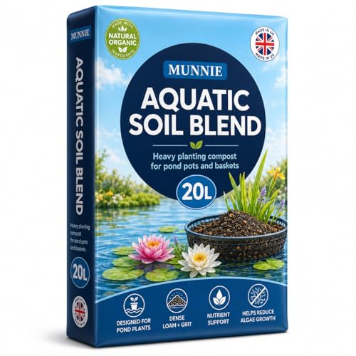 Munnie 20L Aquatic Compost Soil for Pond Plants Nutrient Rich Aqua Soil & Pond Compost with Heavy Loam Grit Mix for Marginal Floating & Submerged Plants Slow Release Outdoor Planting Soil