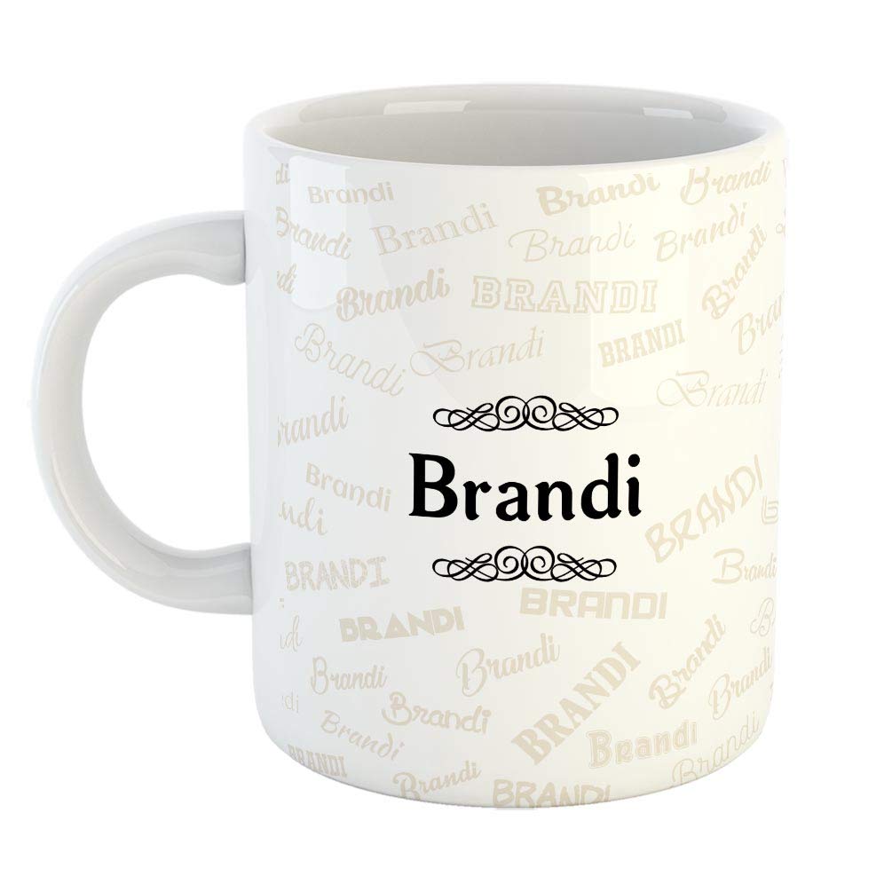 FurnishFantasy Ceramic Coffee Mug - Best Personalised Gift for Happy Birthday, Color - White, Name - Brandi