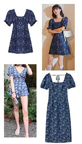 Premium Blue Floral Cotton Washed Denim Fabric - Versatile 150cm×90cm Material for DIY Crafts, Fashion Design, Quilting, and Home Décor 5 Premium Blue Floral Cotton Washed Denim Fabric - Versatile 150cm×90cm Material for DIY Crafts, Fashion Design, Quilting, and Home Décor - Image 4