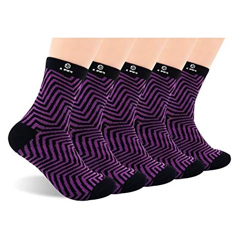Jzy Qzn Copper Infused Antibacterial Sports Moisture Wicking Quarter Socks for Mens and Womens Ankle Sock Size 4-10, Purple-5 Pairs Cover