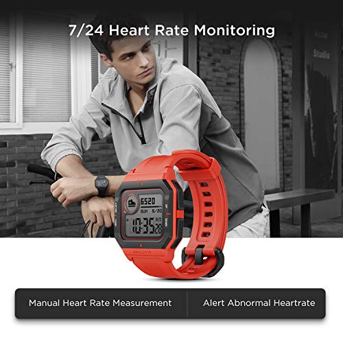 Image of Amazfit Neo Smart Watch, Retro Design, 28-Day Battery Life, Always-on Display, 5ATM Water Resistant, Lightweight, 4 Physical Buttons, Heart Rate, Sleep Monitor (Red)