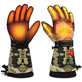 Heated Gloves for Men Women, Ski Winter Glove 7.4V 22.2Wh Rechargeable Battery, Waterproof & Double Windproof Electric Camo Gloves for Outdoor Skiing Hunting Hiking Camping (XL)