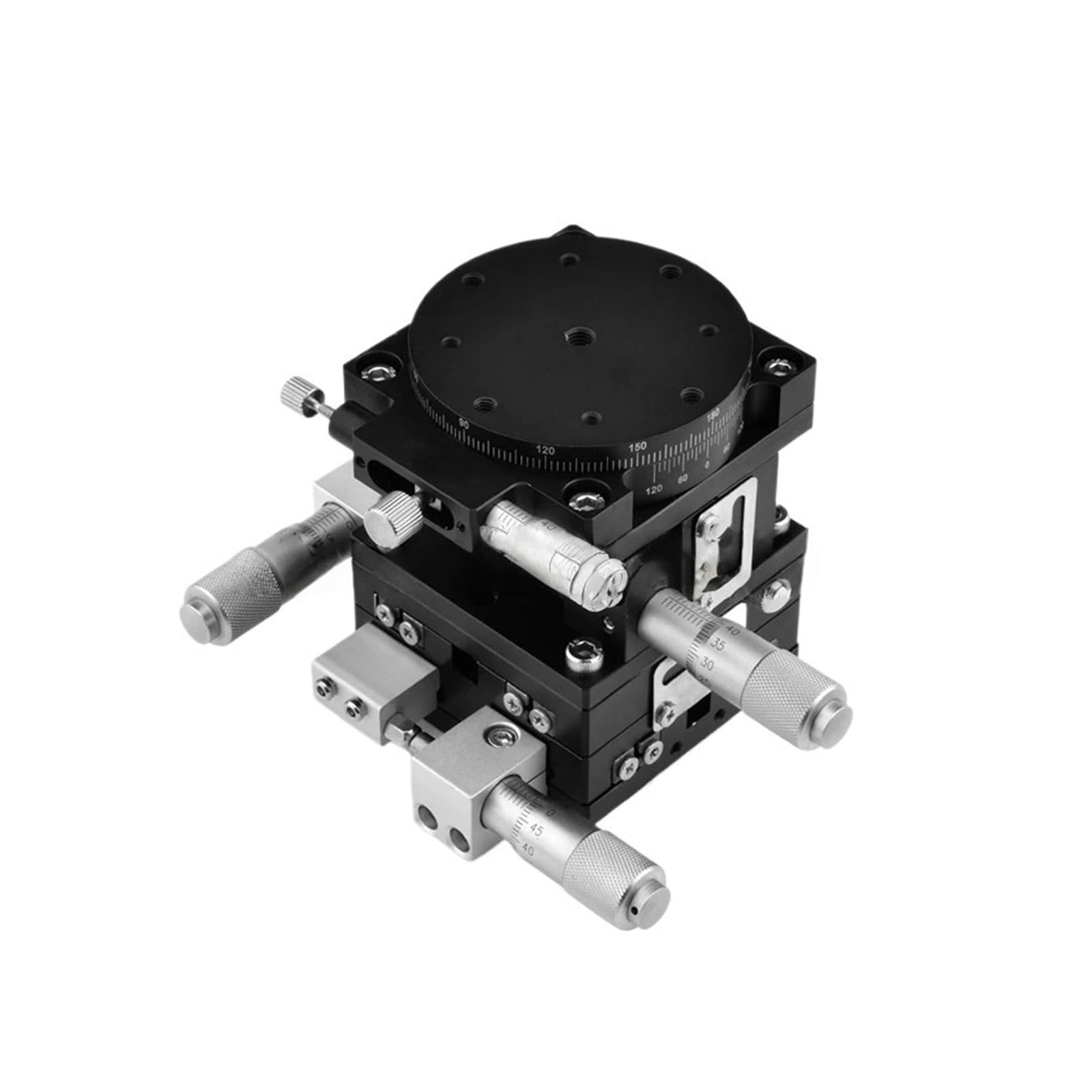 IGNVXMGKP XYZR axis 60 * 60mm V-Type 4 Axis Trimming Platform Manual Linear Bearing Tuning Sliding Table 29.4N XYZR60-LM
