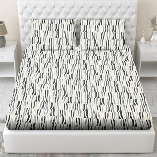 Image of Amazon Brand - Umi Soft Cotton 210 TC Striped Bedsheet Set 90X108 Inch | King /Double Bed Sheet with 2 Pillow Covers 17x27 | Trendy Elegant Stripes