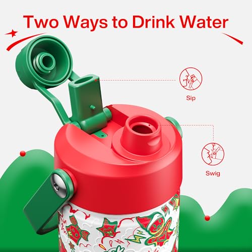 ENCOOL Christmas Insulated Water Bottle with Straw, Stainless Steel Water Bottle, Leak Proof BPA-Free, Keeps Cold for 24 Hours for Sports, Christmas Holiday Gifts for Women, 26 oz, Santa Rider - image 8