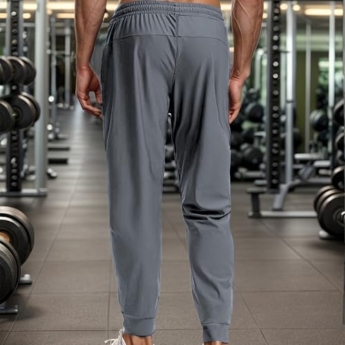Thatrich Mens Lightweight Pants High Waisted Stretchy Sweatpants Relaxed Fit Joggers with Pockets Quick Dry Casual Pants 20254