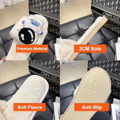 Cute Plush Slippers Astronaut Open-Toe Space Cozy Animal Cotton Stuff Slippers Home Fuzzy Furry Fluffy Soft House Shoes4
