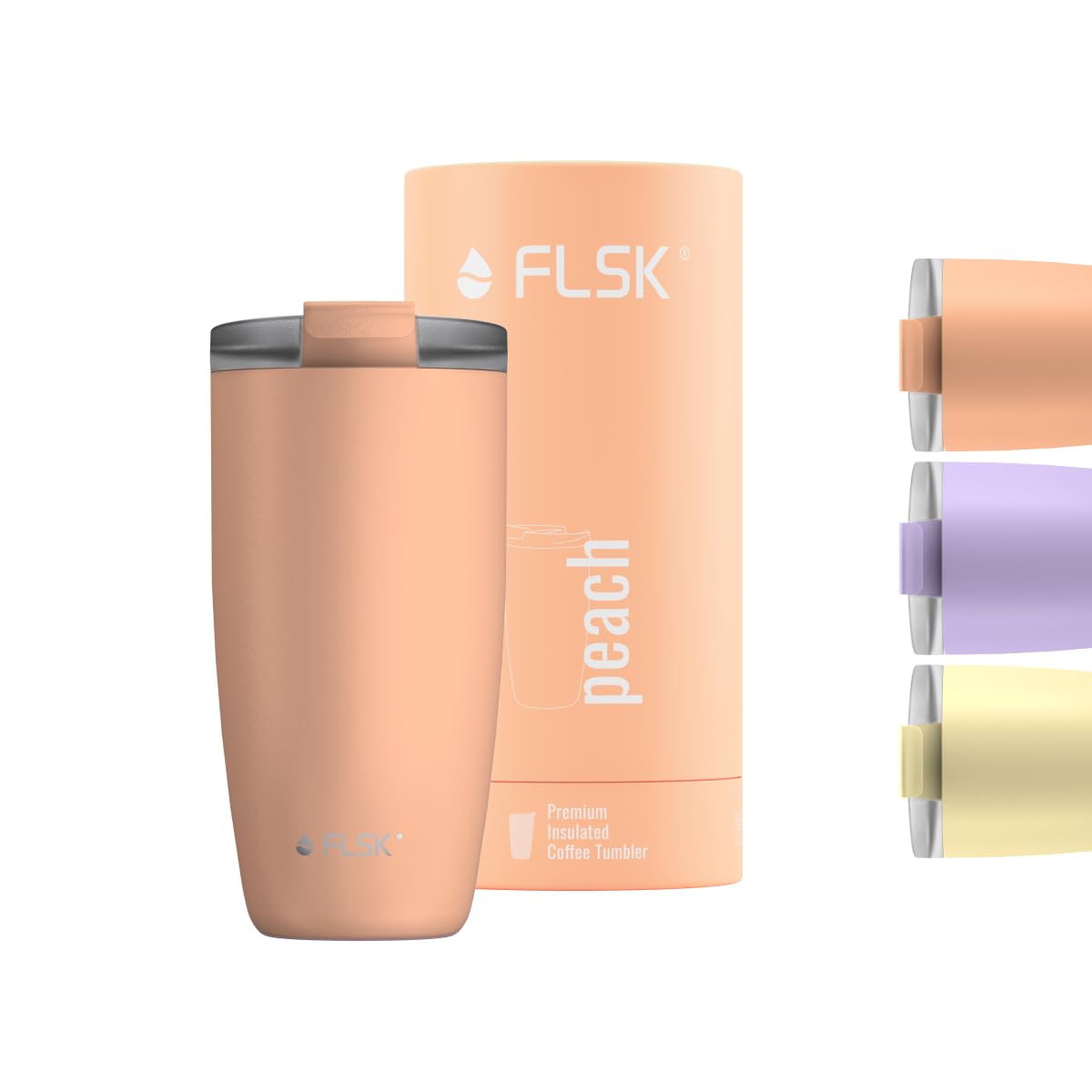 FLSK Kaffeebecher – Premium coffee to go-Becher aus Edelstahl – 100 % auslaufsicher, BPA-frei & doppelwandig – hält 3 h heiß (peach, 500 ml)