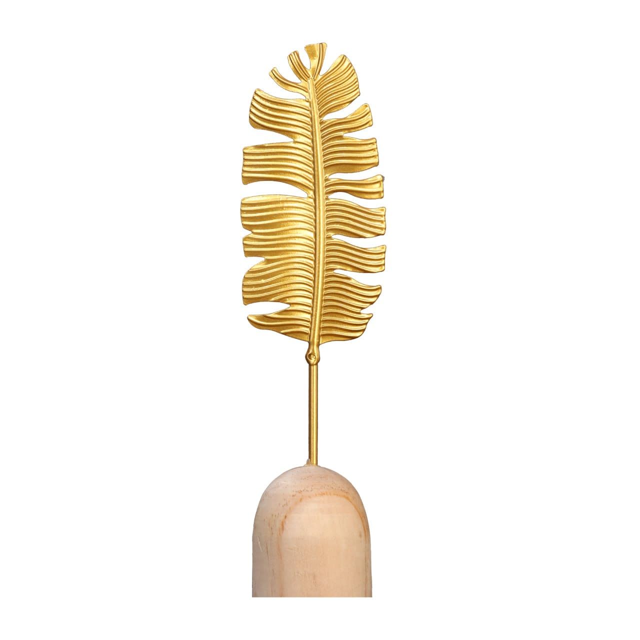 Golden Metal Leaf Decorative Showpiece with Wooden Base, Modern Luxury Tabletop Sculpture, Elegant Home Decor Accent for Living Room, Office Desk, Shelf, Coffee Table Decoration-image-35