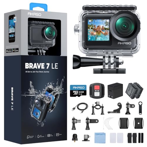 Amazon | AKASO Brave 7 LE アクションカメラ 4K 20MP IPX7本機防水