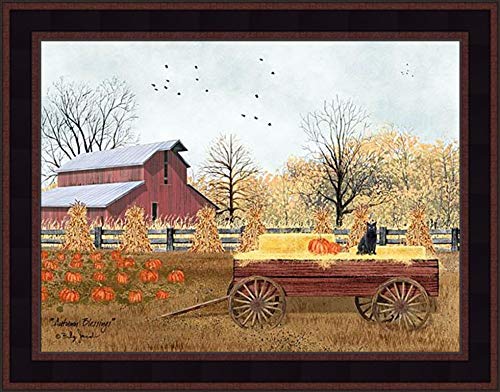 Home-Cabin-Decor-Autumn-Blessings-by-Billy-Jacobs-15x19-Hay-Wagon-Pumpkins-Black-Cat-Corn-Shocks-Red-Barn-Fall-Scene-Framed-Art-Print-Picture Home Cabin Decor Autumn Blessings by Billy Jacobs 15×19 Hay Wagon Pumpkins Black Cat Corn Shocks Red Barn Fall Scene Framed Art Print Picture
