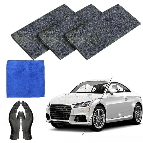 CHMAKMT 3 PCS Nano Sparkle Cloth for Car Scratches, Upgrade Nano Magic Cloth Scratch Remover Kit to Repair Light Scratch Car Paint Water Spots On Surface, with Cleaning Cloth and Gloves