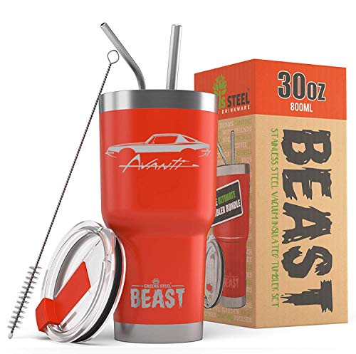 Comparison: Best Avanti Insulated Cup 3 Studebaker Avanti Beast 30 oz Stainless Steel Insulated Tumbler w/Lid, 2 Straws, Brush and Gift Box red