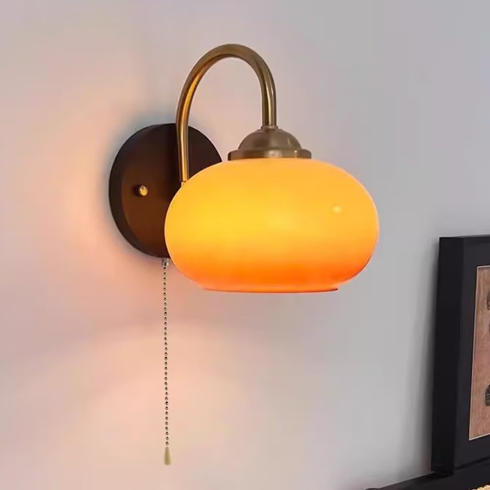 Szklana lampa ścienna styl vintage lampka nocna kreatywna lampa wspornikowa dekoracyjna lampa ścienna do sypialni, przedpokoju