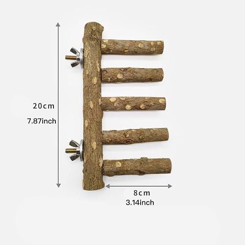 AWXZOM Natural Wood Bird perches Bird Ladder Perch Parrot Ladder Hamster Climbing Toys Nature Wood Stand Parrot Chew Toy for Small Animal - Thumbnail 2