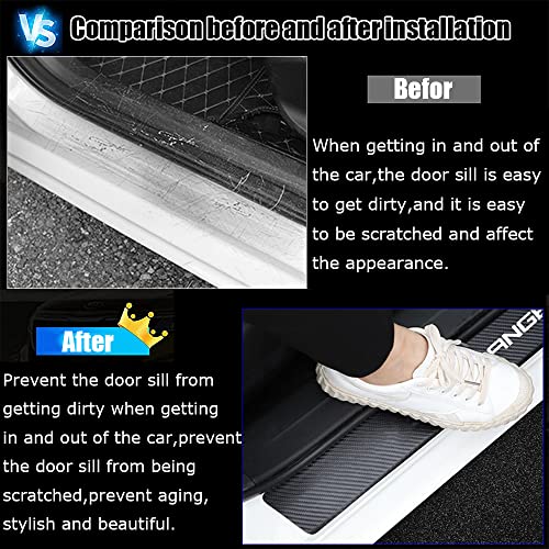 Kakash Custom Interior Accessories For Ford Ranger 2019 2020 2021 2022 2023 Leather Car Door Sill Trim,4D Carbon Fiber Leather Door Entry Guard Sticker 4 Pieces/Set(Red) #TOP2