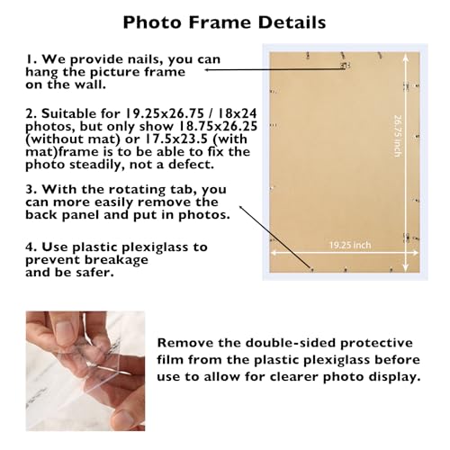 Image of JCJMY 19.25x26.75 Puzzles Frame White, Display 18x24 with Mat or 19.25 x 26.75 without, Wall Hanging 19.25 by 26.75 Picture Frame for Poster Photo Canvas Picture Puzzles, White