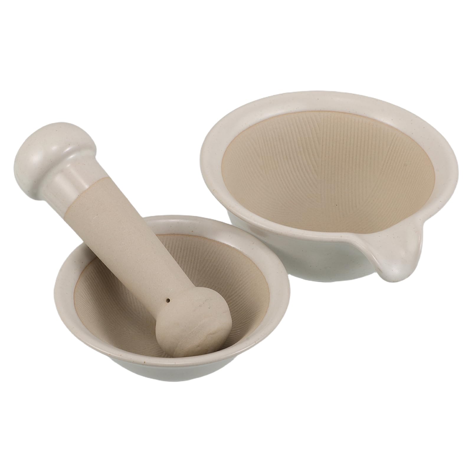 INOOMP 1 Set Babynahrungsmühle: Keramik-Mahlschüssel-Set für Babynahrung mit Stampferstab – Manueller Mixer für geschmeidiges Püree – Fütterungszubehör für Kleinkinder