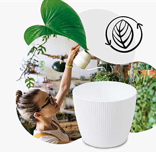 TULMERO Matte Flower Pot, Plastic Planter, Decorative Pot for Large Plants 3 x Flower Pot Set, Flower Pot Herb Pot - Image 2