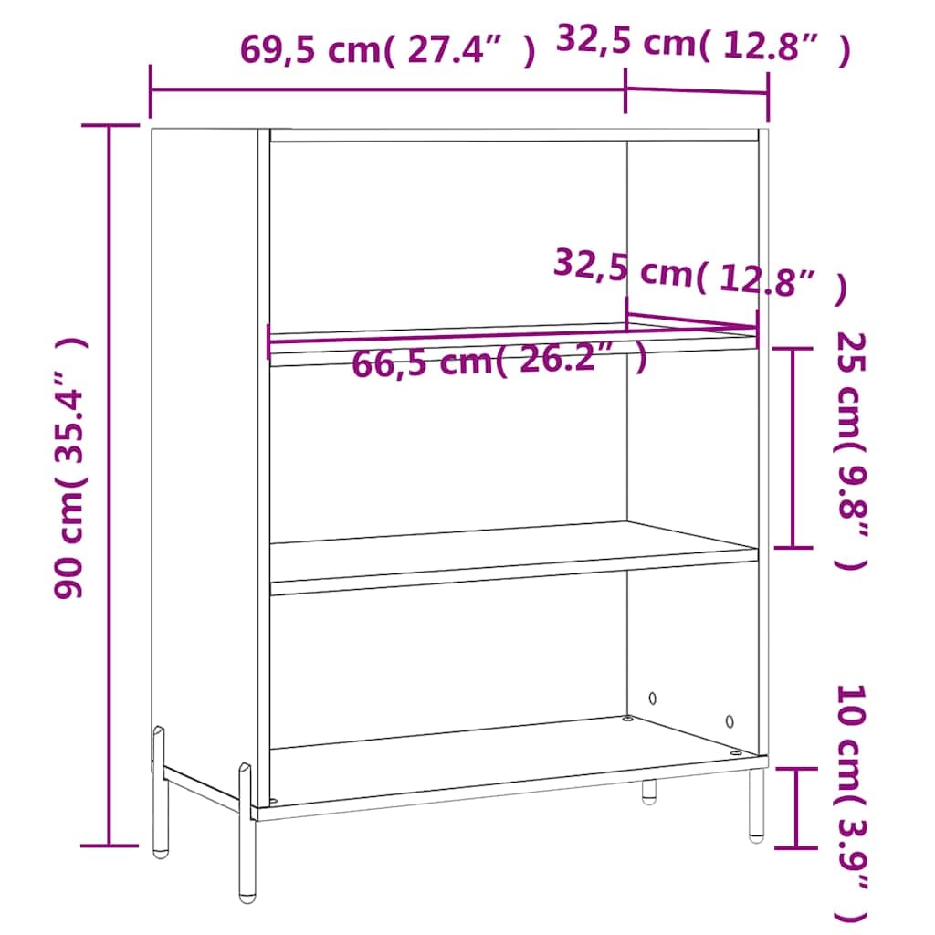 Scaffale nero 69,5 x 32,5 x 90 cm