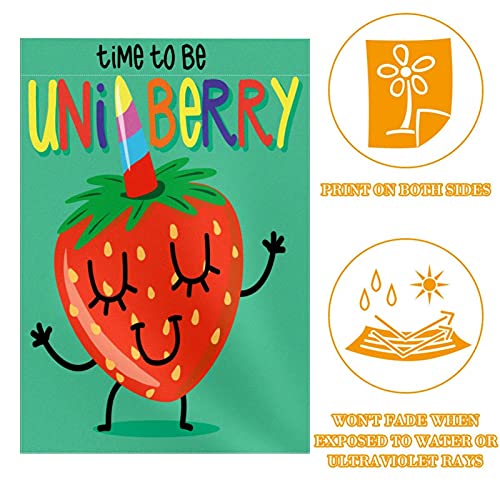 Drapeau de bienvenue licorne vert en polyester 30x45 cm double face