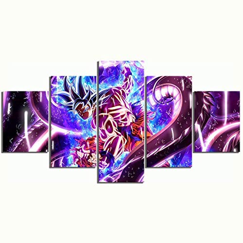 Lienzo Arte de la Pared, 5 Piezas Dragon Ball Ultra Instinct Goku Figura Anime Poster Arte de la...