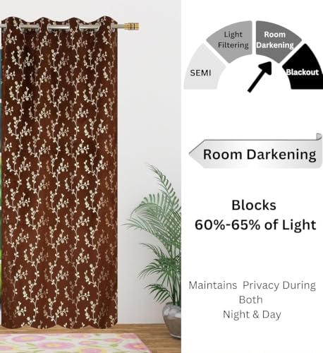 Image of Velvet Room Darkening Door Curtain 7 Feet, Golden Foil Print