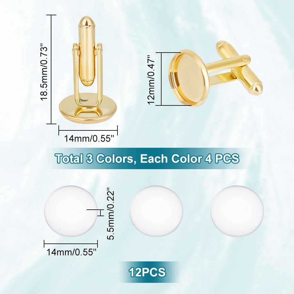 10 Boutons De Manchette Argentés 6mm - Plats, Ronds Et Vierges Pour Personnalisation