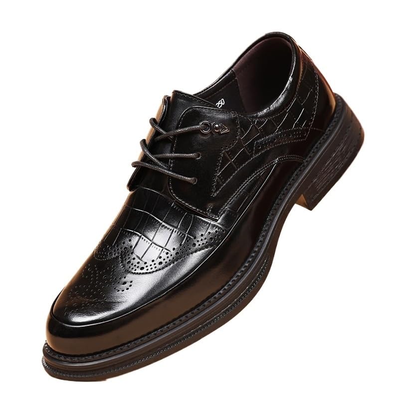 Men's Leather Platform Lace Up Dress Oxford Shoes Daily Non-Slip Soft Sole Casual Shoes for Work Office Formal Wedding