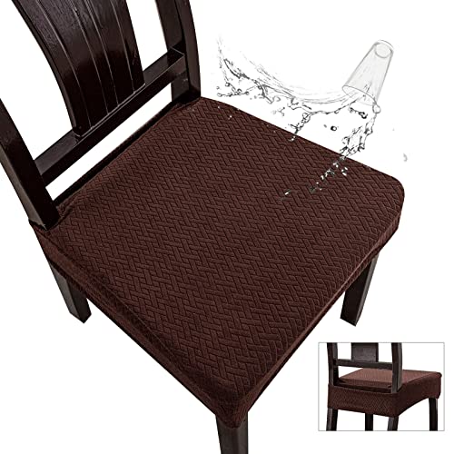 Fundas de asiento para sillas de comedor, fundas de sillas de comedor (4 piezas, cubiertas traseras, chocolate)