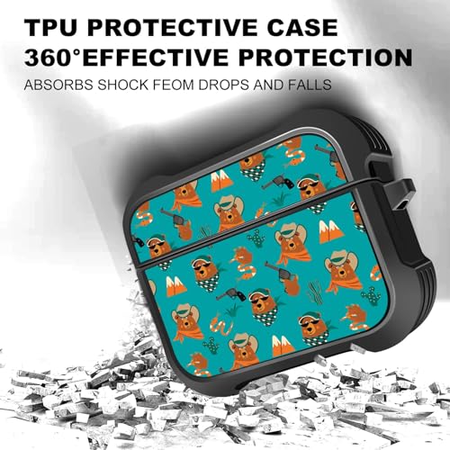 Image of MINGDAO Compatible with AirPods Pro 3 (2025) Case, Stylish PU Leather Design and TPU Shockproof Protective Cover Case with Keychain, Bears MD7451